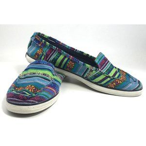 Keds Slip-on Sneakers Womens 8 Surfer Baja Striped Blue Tapestry Boho Comfort